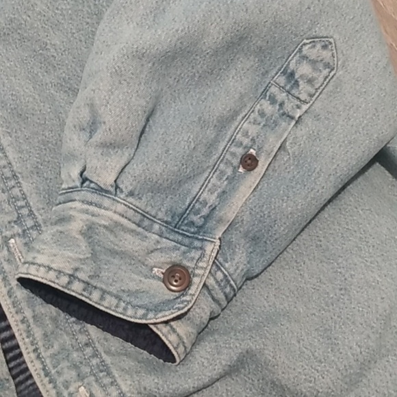 Men's vintage fleece lined denim jacket shirt - Picture 13 of 15